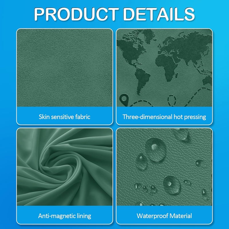 Sovirose Passport Holders, RFID Blocking Credit Card Holder, PU Leather Passport Holders for Travel with Magnetic Buckle, Travel Must Haves Cruise Ship Essentials for Men, Women (Green) - Image 4